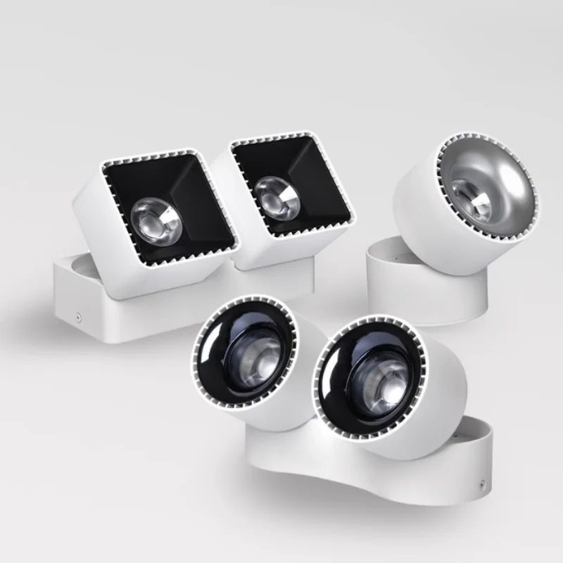 Can rotate 355° open mounted spot light single head double head Angle adjusted square circular ceiling light
