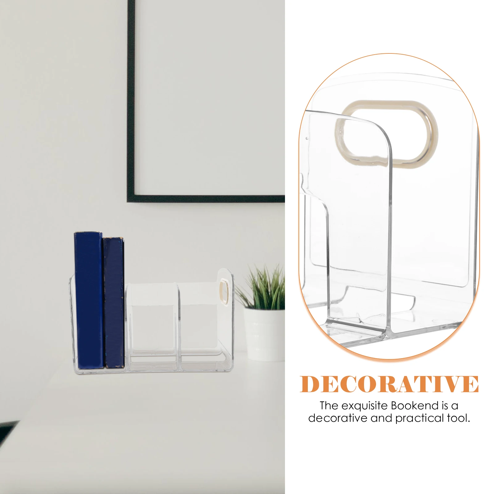 

Transparent Acrylic Book Stand Organizer Holder For Desk Clear Bookshelf Storage File Holders