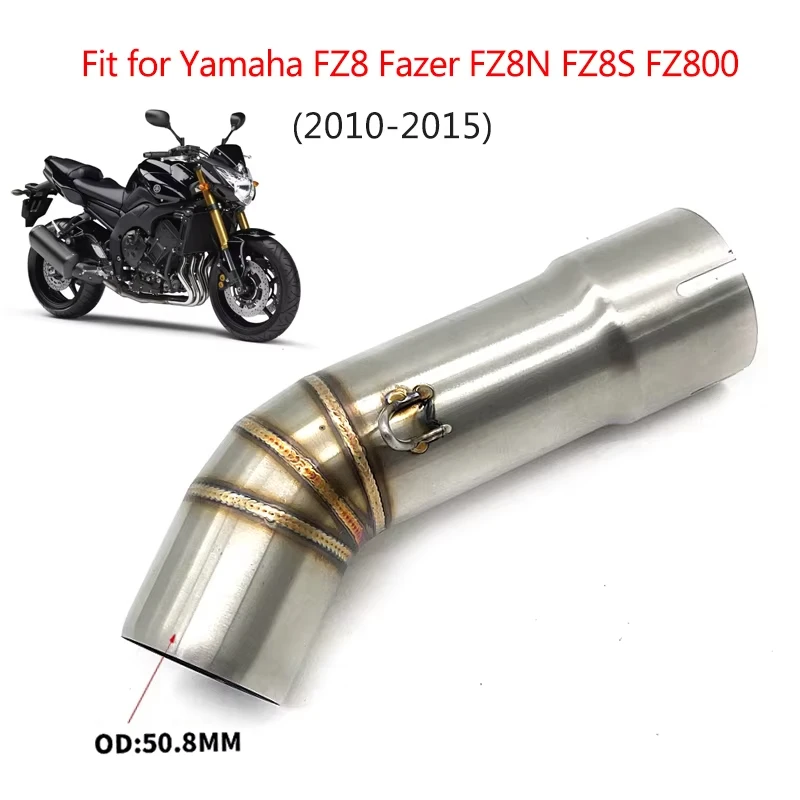 Silenciador de sistema de Escape para motocicleta, tubo de conexión medio sin cordones para Yamaha FZ8 FZ8N FZ8S F Z8 S FZ800 Fazer 2010 - 2015