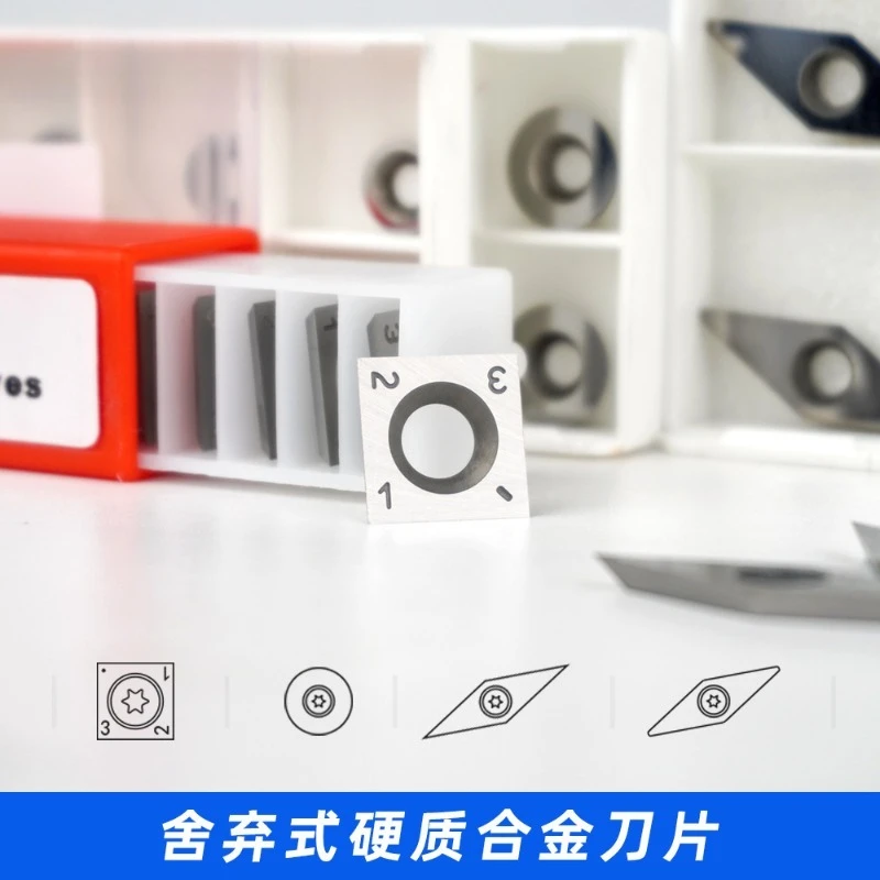 Indexable Carbide Woodturning Inserts, Square Round Diamond Radius Cutters for Wood Lathe Woodworking