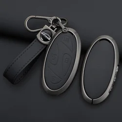 Car Key Case for Hyundai Grandeur GN7 2023 Kona Ev 2023 Alloy+ Leather Car Smart Romote Key Fob Cover Accessories Protection