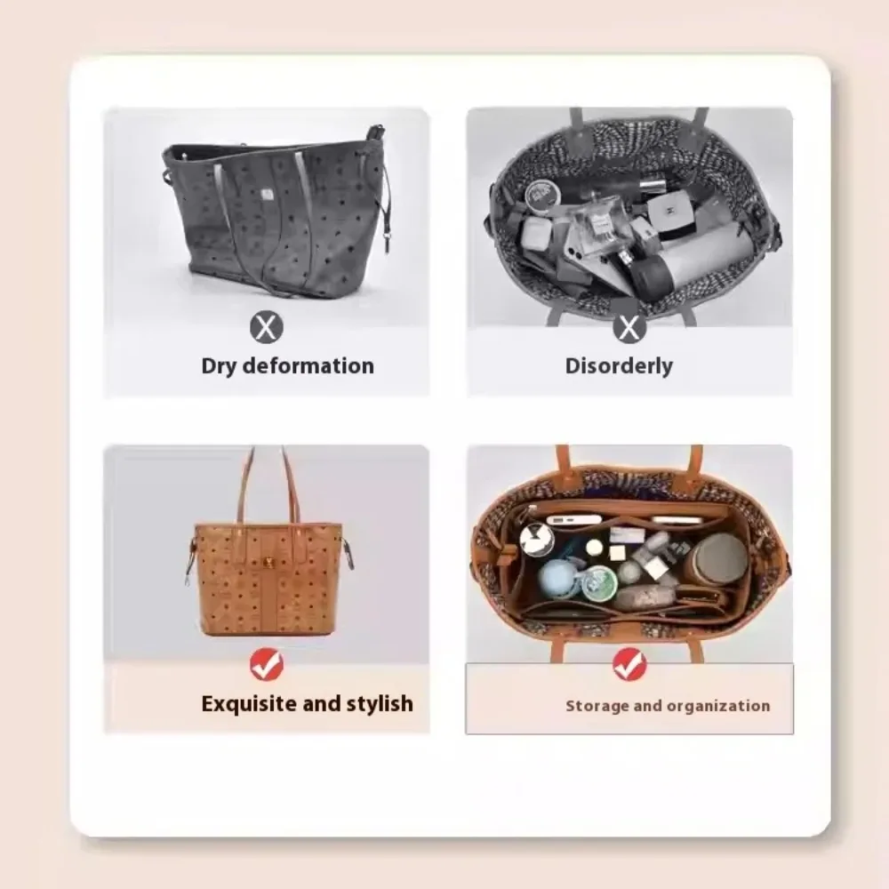 Felt Purse Organizer Handbag Tote Shaper, Insert Liner Shaper Bag in Bags for MCM LIZ Visetos Speedy Neverful