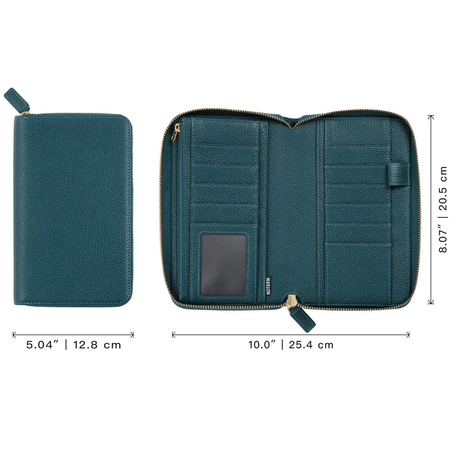 Moterm Zip Weeks 2.0 Cover for Hobo Weeks Notebook Genuine Pebbled Grain Cowhide Wider Zippered Planner Organizer Journal Diary