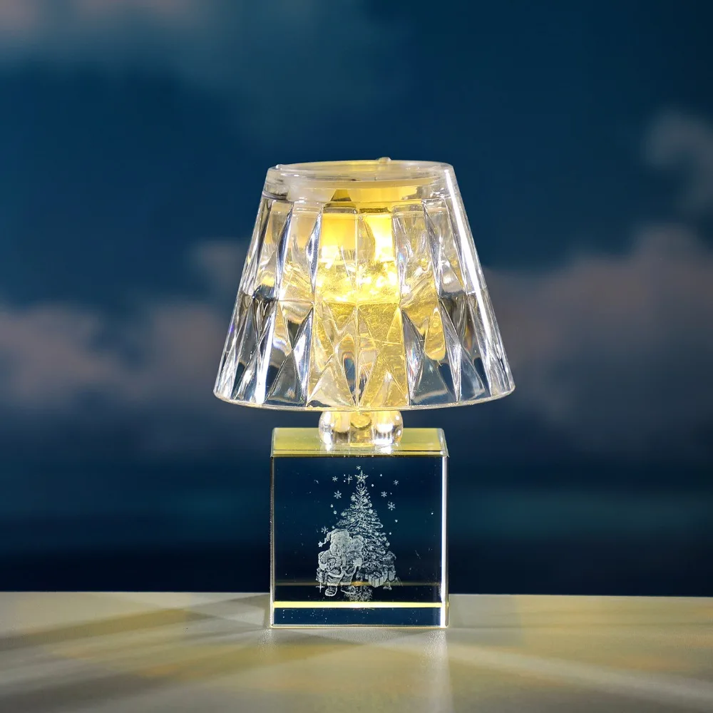 LED Modern Crystal Table Lamp Acrylic Transparent Crystal Diamond Desk Lamp Portable Whale Bedside Night Light Bar