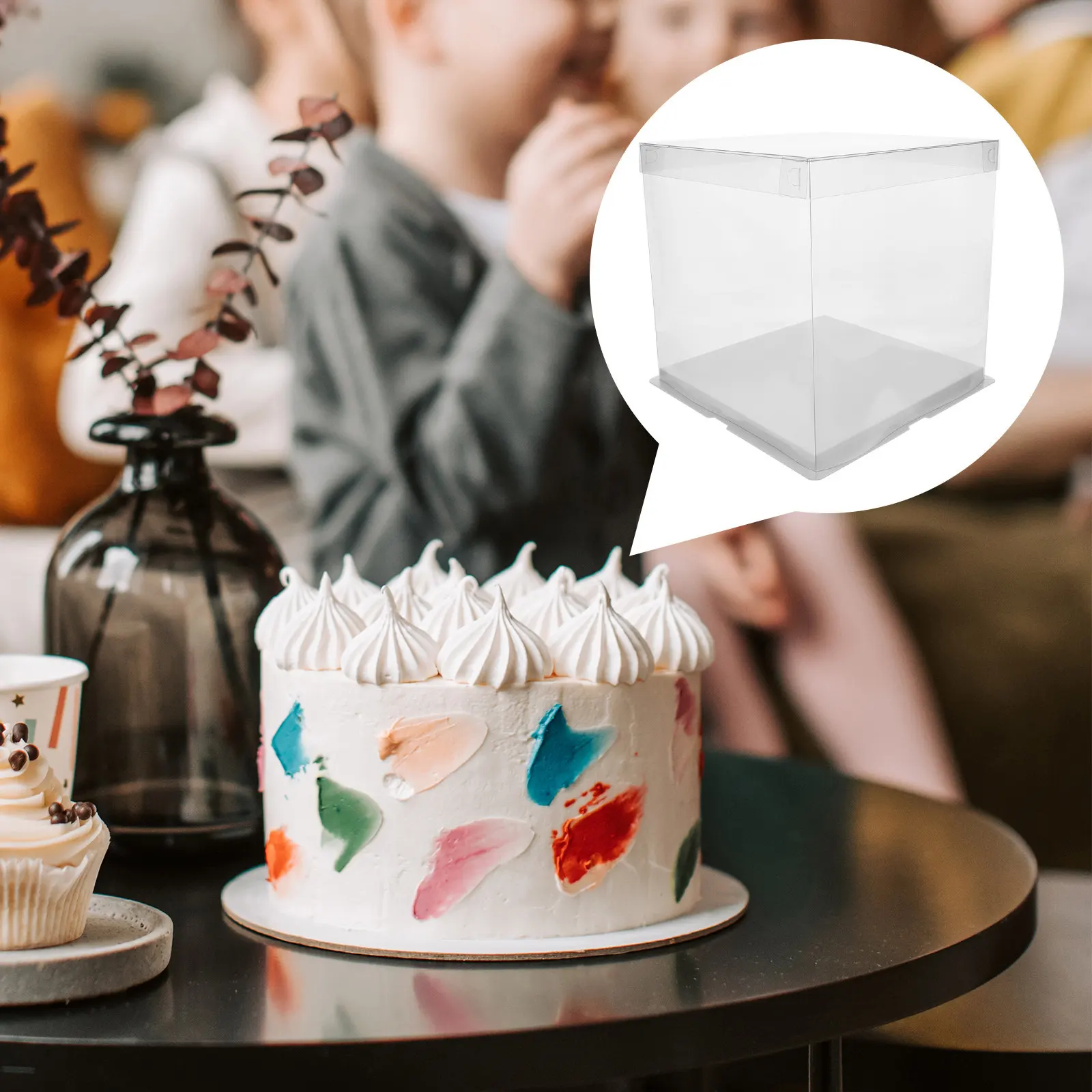 

2Pcs Transparent Cake Boxes Premium Pet Food Grade Clear Birthday Cake Packaging Boxes for Bakery Home Use Oil Proof Waterproof
