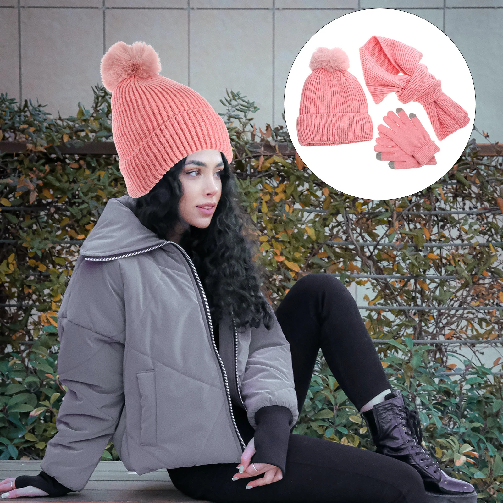 

1Set Touchscreen Gloves for Women Winter Hat Scarf Set Warm Comfortable Skin-Safe Gear for Riding Climbing Shopping Activities