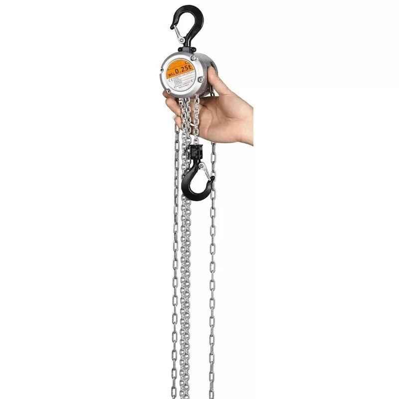 Aluminum Alloy Hand Cranked Chain Hoist 0.25/0.5 T Portable Manual Lever Block Lifting Mini Chain Hoist