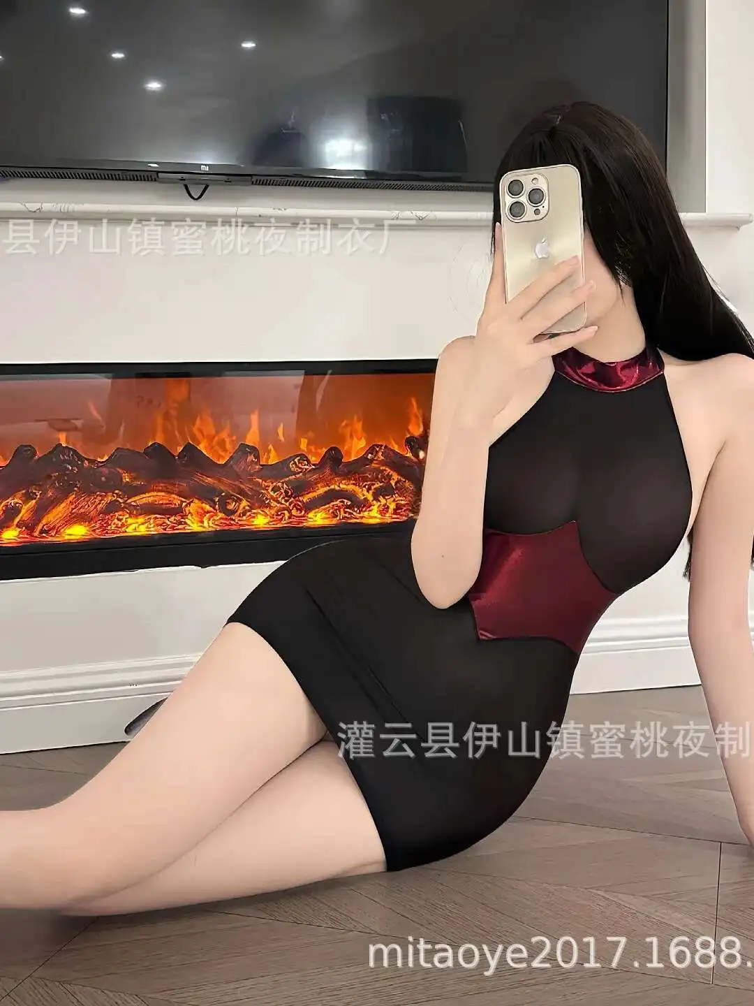 Sexy Schwarz Und Rot Patent Leder Patchwork Sheer Kurzes Kleid Elegante Transparente Paar Nachtwäsche Nachtclub Mode Tops IU4O