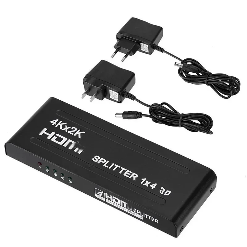 1 in 4 out HDMI-compatible Splitter 4 Way Box 1X4 Port 1080P 3D 4KX2K HDTV Duplicator HUB Repeater Amplifier Switch Switcher