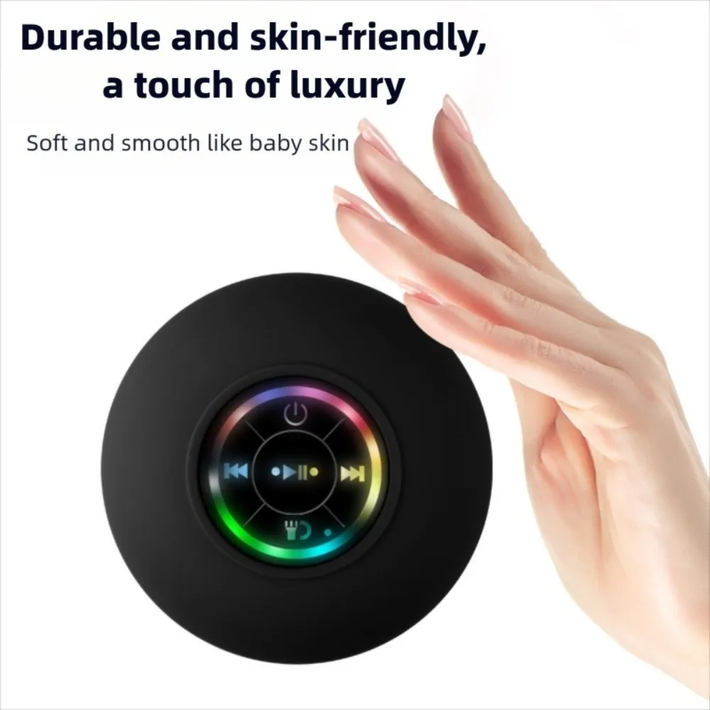 

Wireless Mini Bluetooth Speaker Portable LED Lights Shower Subwoofer with Suction Cup 3D Surround Stereo