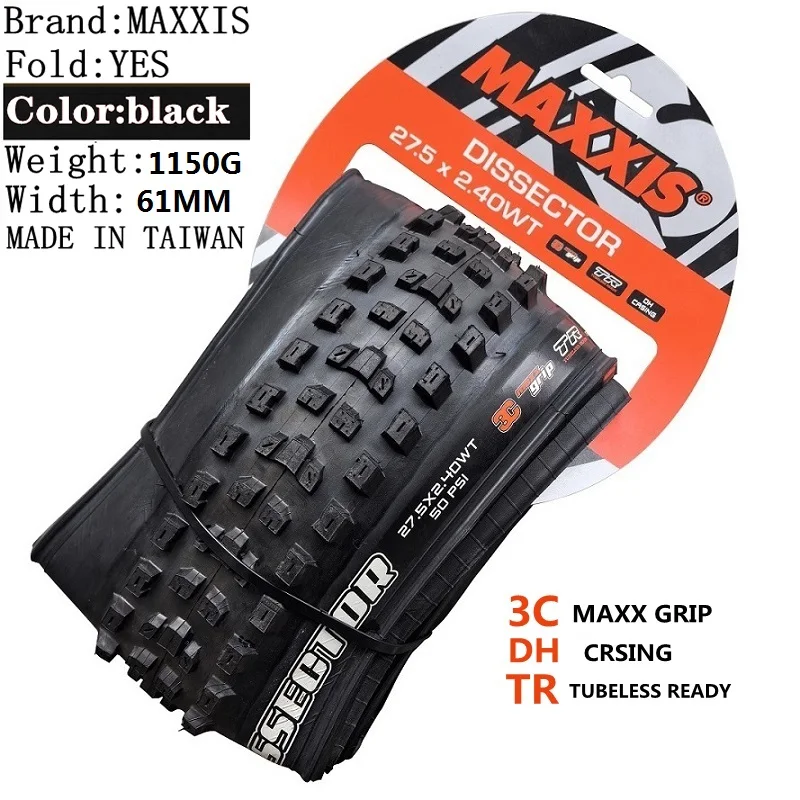 MAXXIS Dissector MTB Tire Seeks To Minimize Drag While Retaining Cornering Control Size:27.5x2.4WT 29X2.4 EXO TR DH