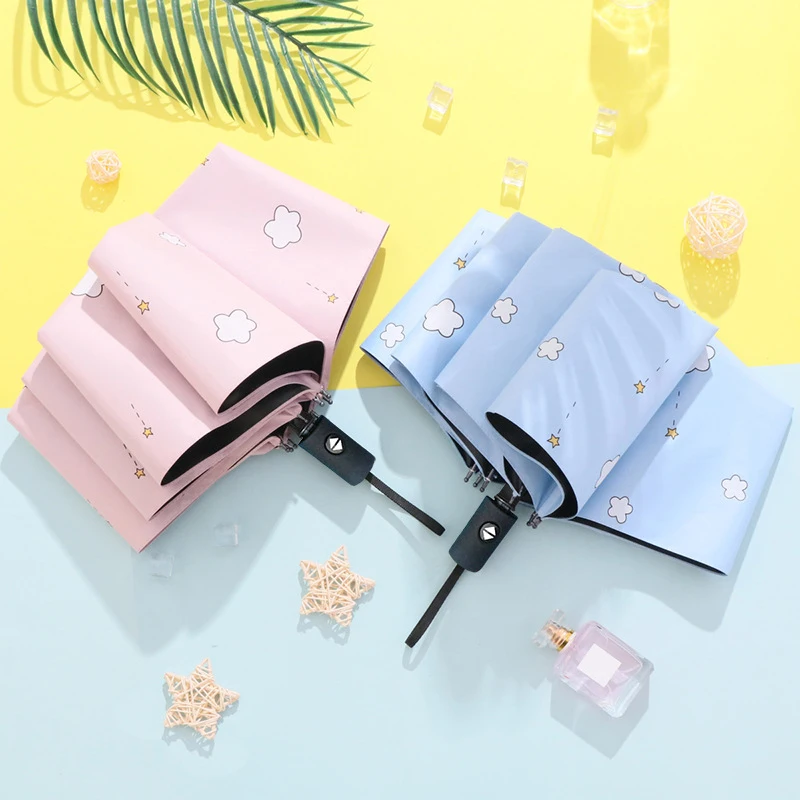 Cute Umbrella Thick Black Glue 8 Bone Fully Automatic Umbrella for Women's UV Protection Windproof Waterproof Sunproof Umbrellas