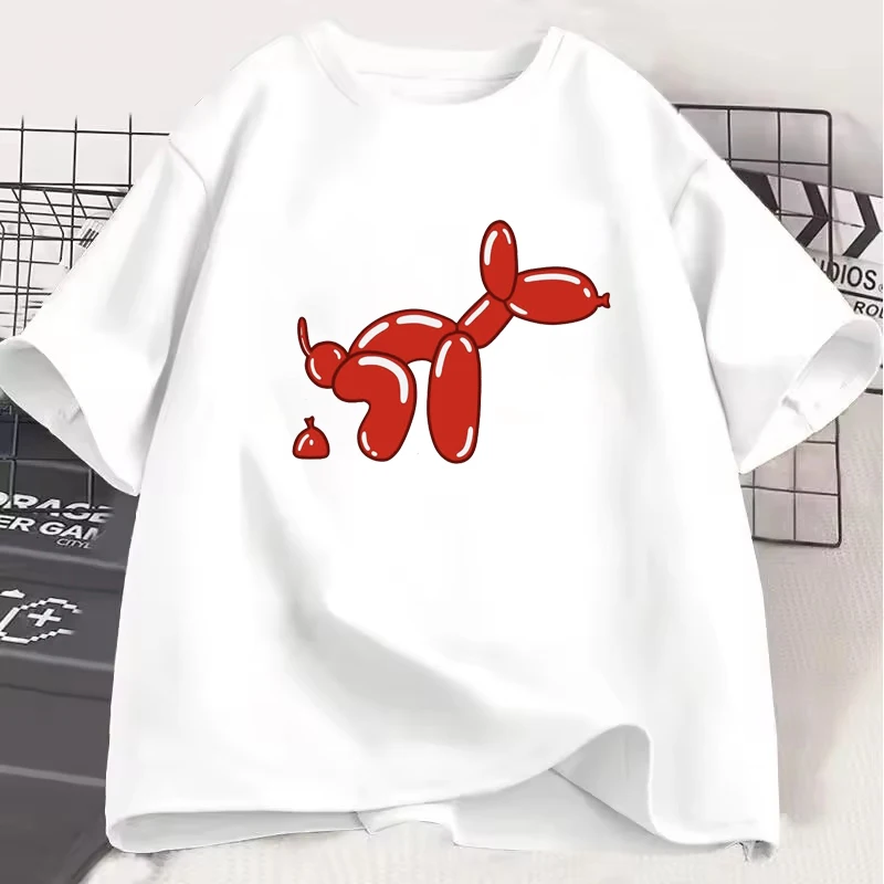 

Interesting Balloon Dog Poop Pattern Short Sleeved Men Women T-shirt Loose Casual Hip-hop Tee Fashion Graffiti Unisex Shirt Top