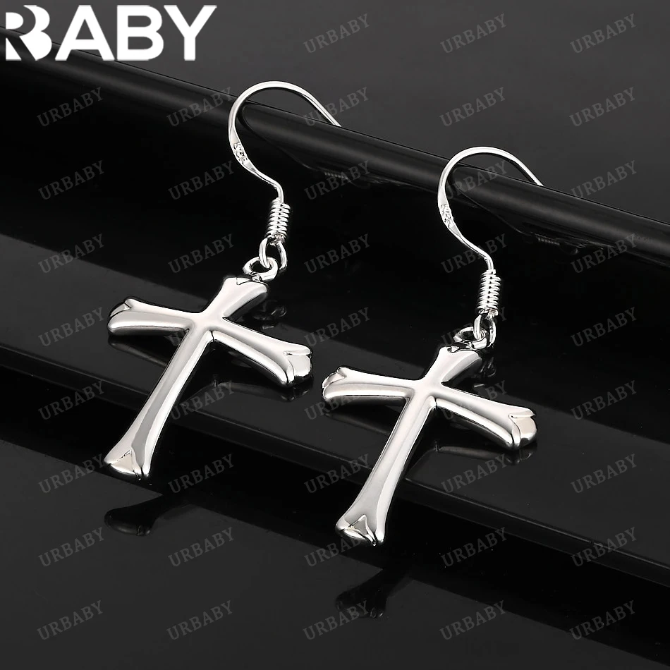 

URBABY 925 Sterling Silver Earrings Cross Drop Earrings For Women Jewelry Fashion Party and Daily Wear