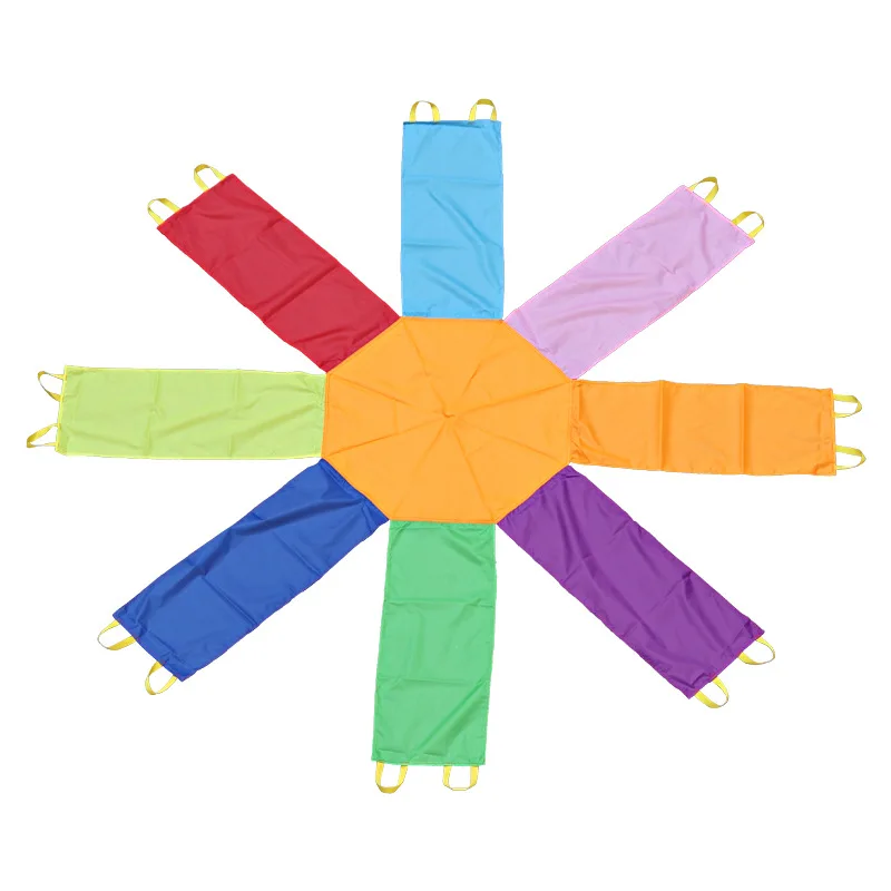 Grand jouet parachute en arc-en-ciel pour enfants, jeu de plein air, travail d'équipe, fongique, entraînement, sport, tentes, parapluie, octogonal