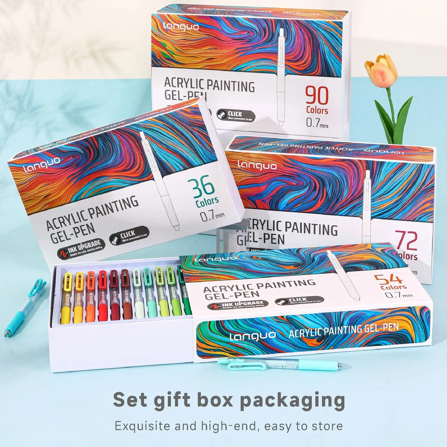 

Languo36/54/72/90 Color Acrylic Paint Gel Pen Retractable 0.7mm Tip Handbook Pen Suitable for Students Drawing and Doodling