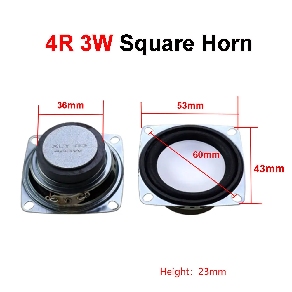 

1PCS 4Ohm 3W diameter 53MM square 36MM external magnetic silver basin bubble edge speaker 3W 4R audio speaker single