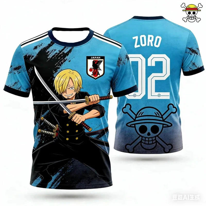 

Men's Anime One Piece T-Shirt Summer Luffy Graphic Design Short Sleeve Breathable Sports Jersey Fashion Kids Boys Clothes
