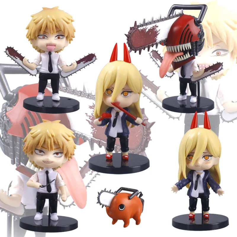 New In Stock 6Pcs Set Chainsaw Man Anime Figure PVC Denji Pochita Collection Action Figures Model Set Toys Anime Dolls Kids Gift