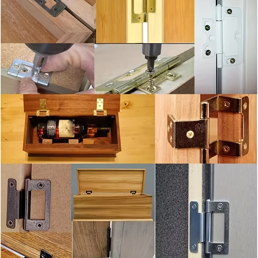 10pcs Non-mortise Hinge Heavy Duty Hinge For Wooden Box Hinge For Furniture,Interior Door Hinges With Mounting Screws
