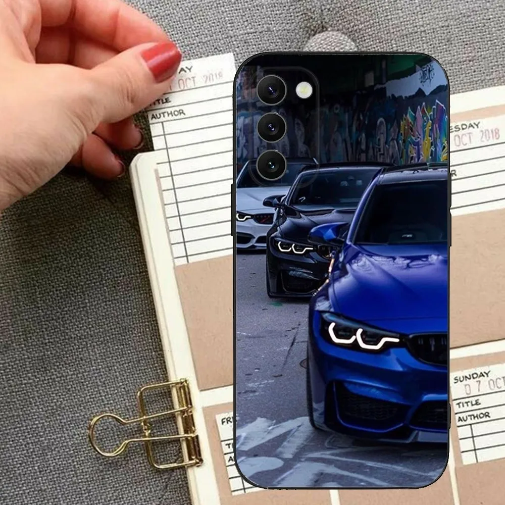 Blue Red Car for B-BMW Phone Case For Samsung S23,23,22,30,21,10,9,Note20 Ultra,Lite,Ultra,5G,Plus,FE,Black Soft Case