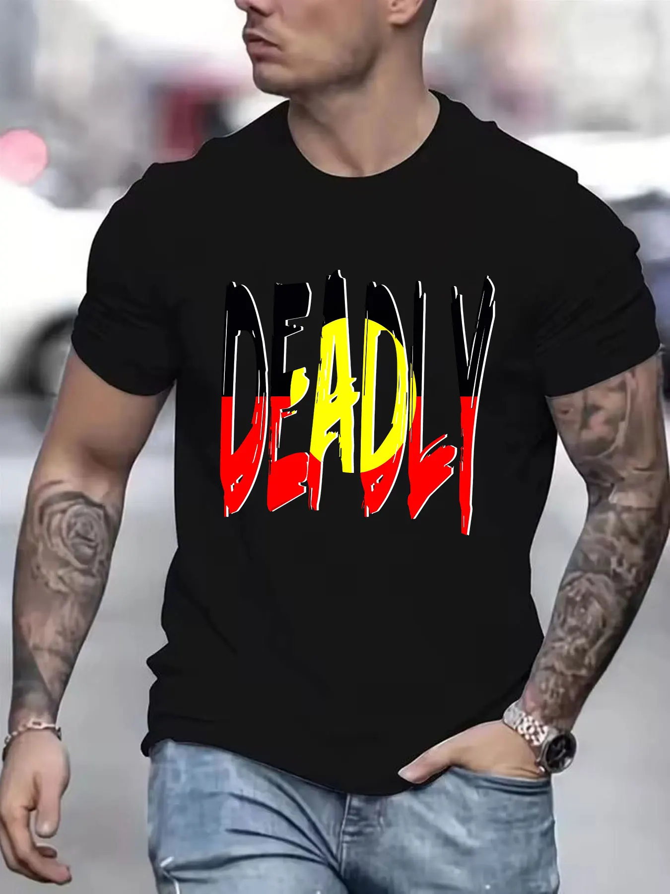 

Deadly - Indigenous Australia Essential T-Shirt 100% Cotton Slightly Stretchable Crew Neck Tee for Men & Women Casual Humor