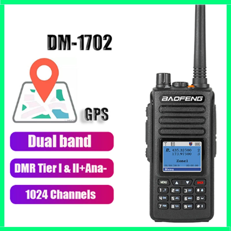 

DMR NewDM-1702 Baofeng dual mode analog and Digital walkie talkie Tier 1+2 Dual Time Slot VHF 136-174 & 400-470MHz Ham DMR Radio