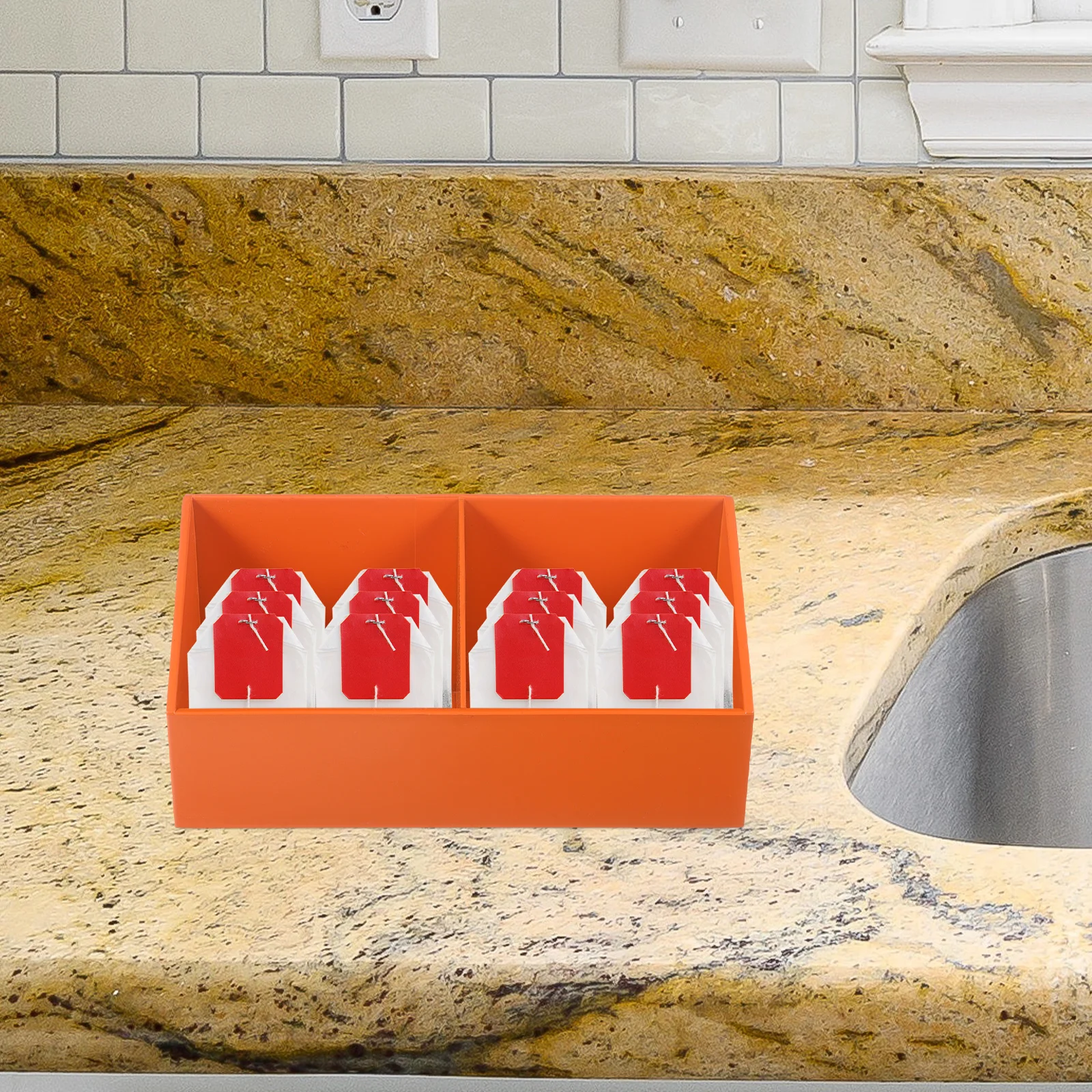 

Tea Bag Organizer Storage Box Compartment Sugar Packet Holder Instant Coffee Bag Container for Home Office Candy Storage Case