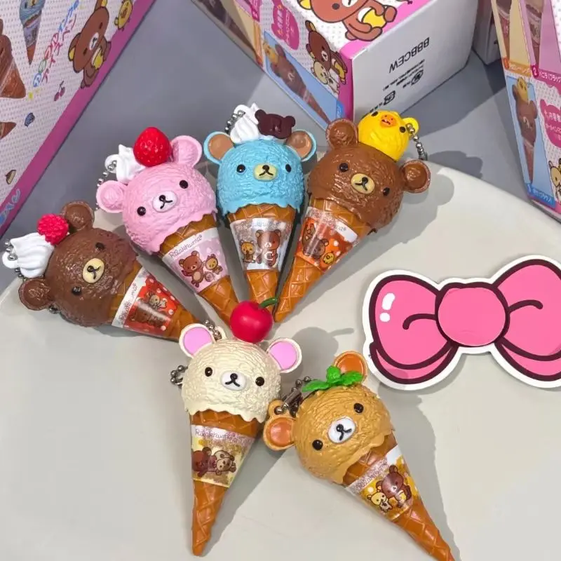 Anime Figure Kawaii Capsule Blind Box Ice Cream Bear Bead Chain Hanging Bag Doll Toy Model Decoration Pendant Birthday Gifts