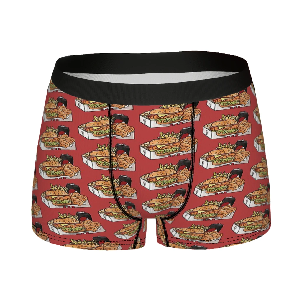 Fried chicken set meal Men Boxer Briefs Underpants Chicken family bucket Highly Breathable Top Quality Sexy Shorts Gift Idea