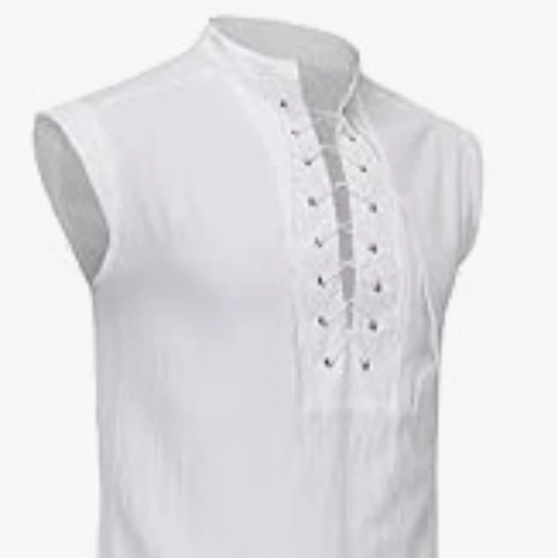 2-Piece Halloween Men's Renaissance Costume Set Medieval Pirate Shirt Ankle Strap Pants Comfortable Breathable and Skin-friendly