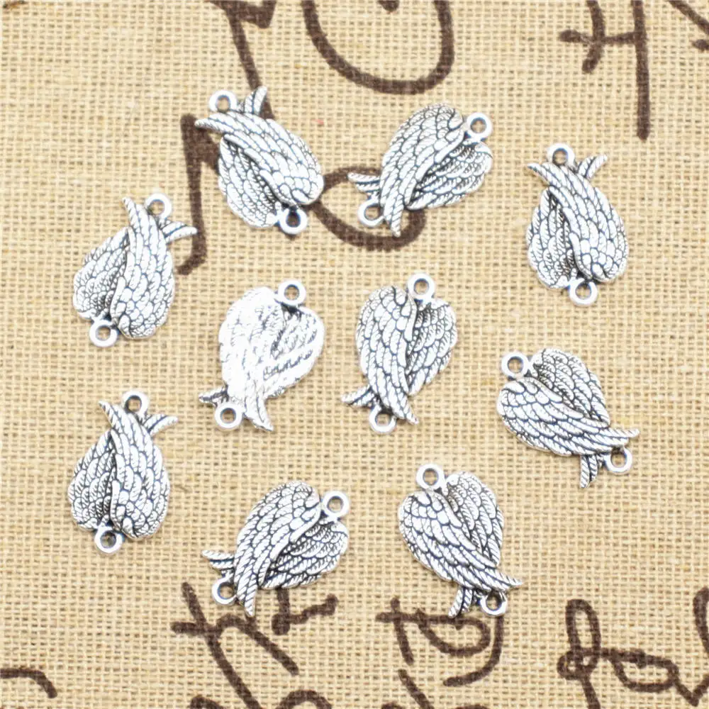 Wings Connector Jewelry Making Pendant Cute Ladies Jewelry 11x19mm 20pcs Antique Silver Color