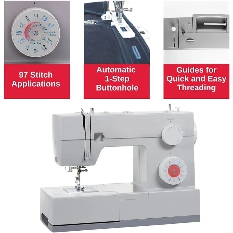 ماكينة خياطة عالية السرعة 4423 شديدة التحمل مع مجموعة ملحقات |   محرك قوي مع قوة ثقب محسنة، 97 غرزة Appli