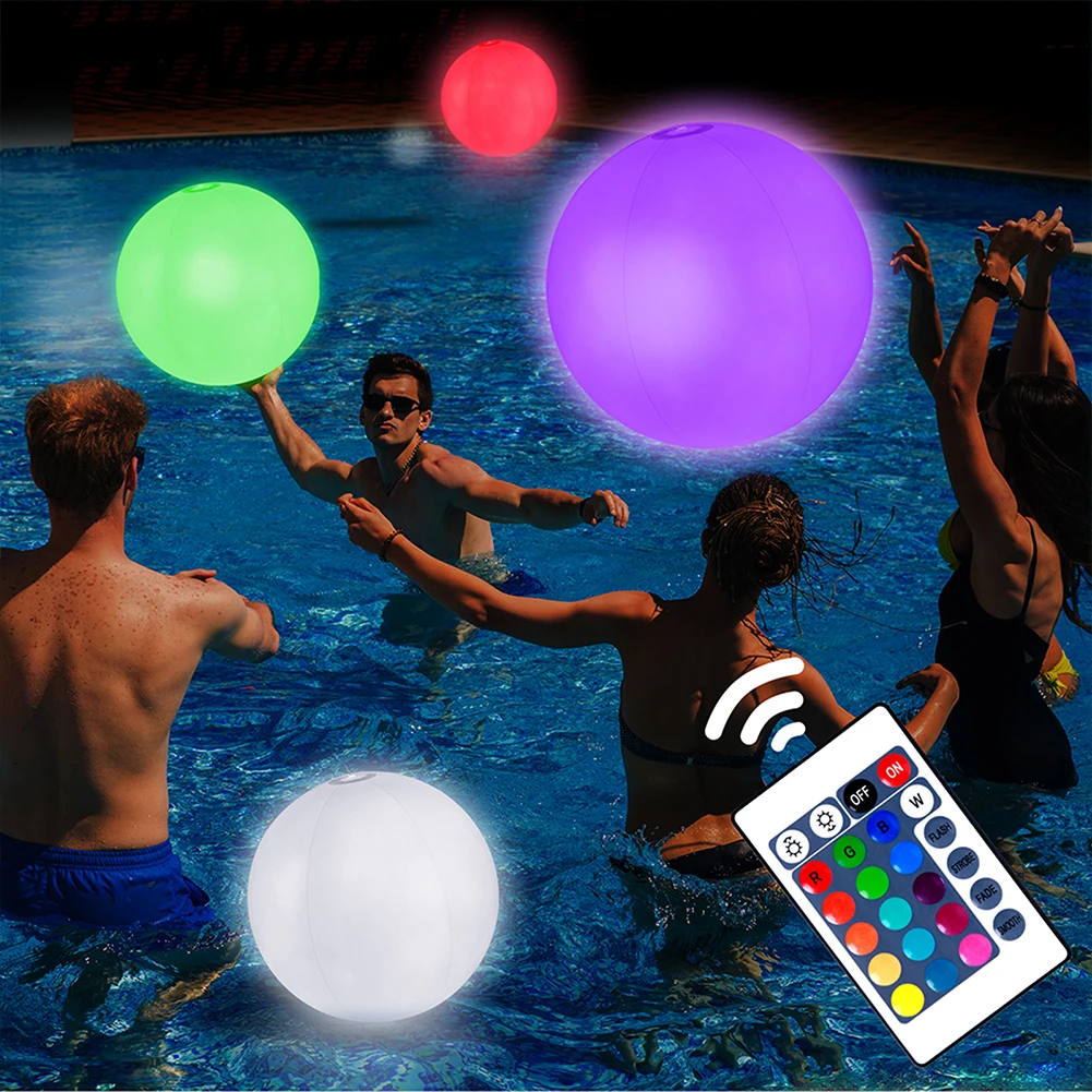 1-5PCS 16 Colors LED Glowing Beach Balloon 60/90cm Inflatable Pool Beach Ball Summer Water Game Sports Party Play Ball Light