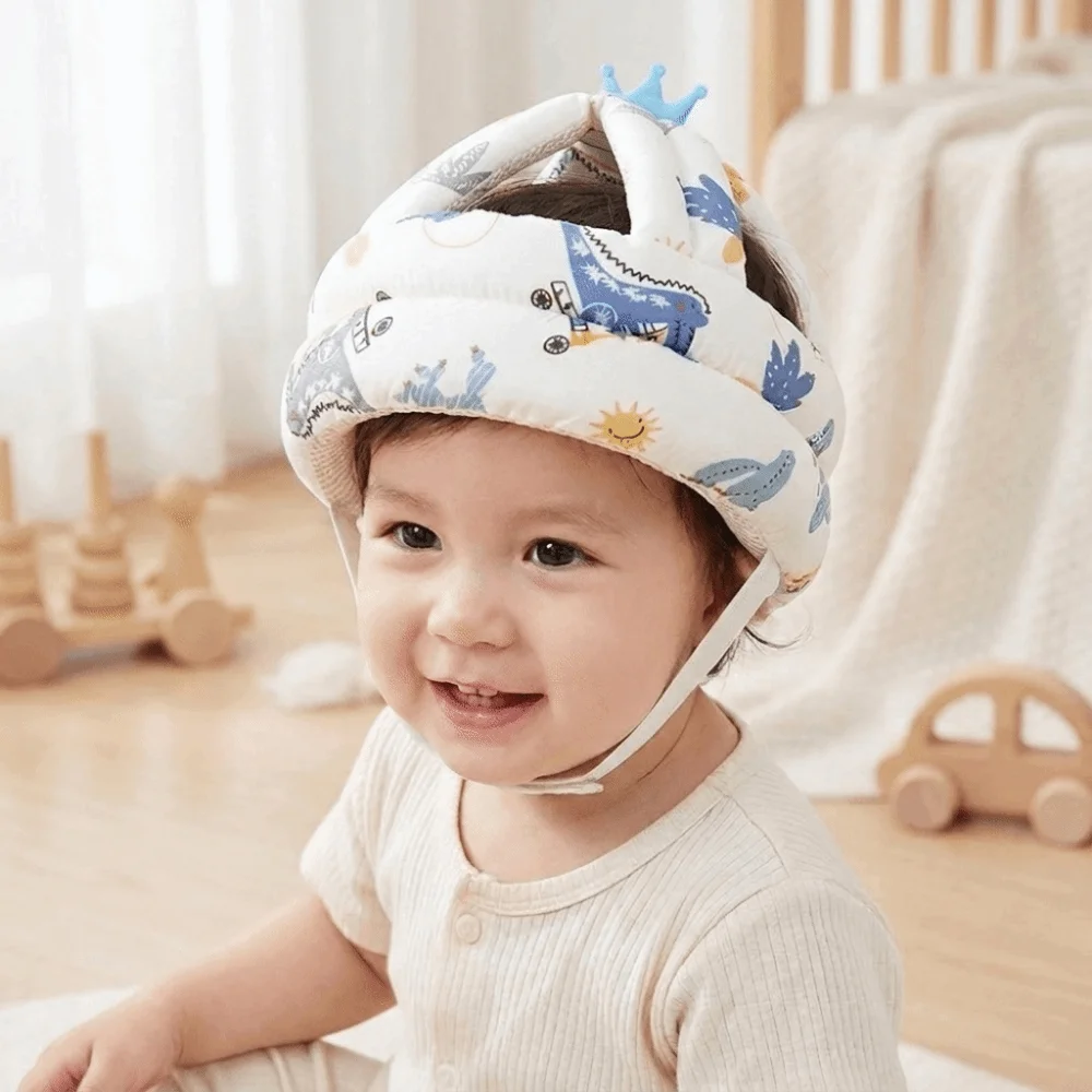 Soft Baby Safety Helmet Adjustable Breathable Mesh Head Protector Hat Lightweight Polyester Anti-Collision Helmet