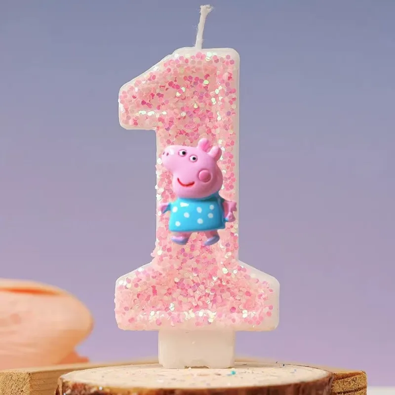 Peppa Pig Anime Candle Cute 3D 0-9 Number Page Cartoon Character Party Cake Plug-in Birthday Cake Decoration Gift