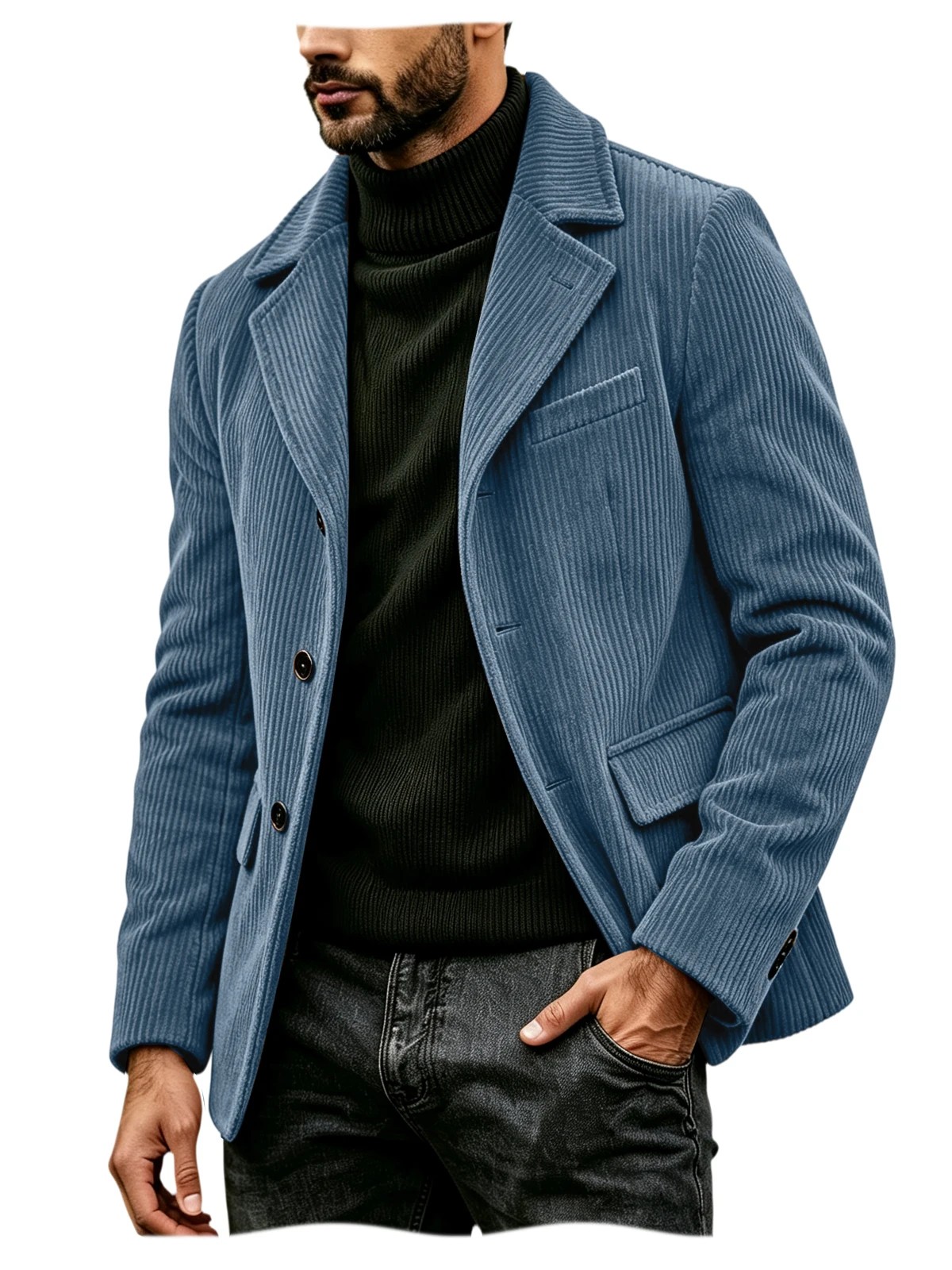 Men's Corduroy Suit Jacket Vintage Notched Lapel Single Breasted Loose Fit Casual Blazer High Quality Fashion Sport Coat Busines 8