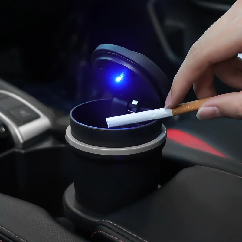 

1PCS Portable LED Smoke Car Ashtray Cigarette Ash Holds Cup Automatic Light Indicator Ashtray Car Cup Holder