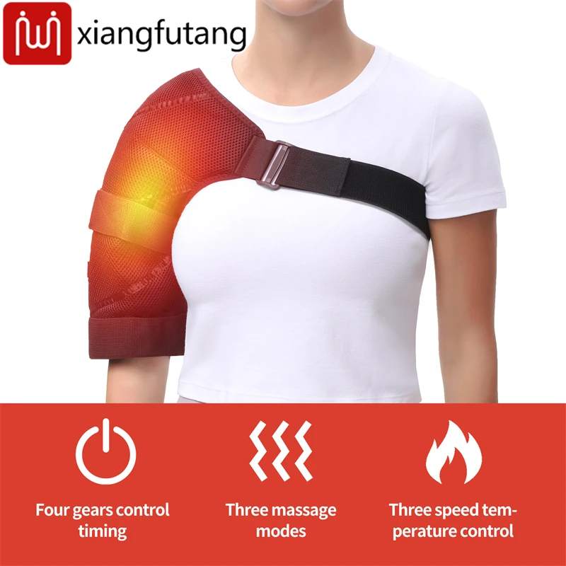 التدفئة الكتف دعم هدفين الكتف مُدلك بالاهتزاز 3-مستويات الموقت وتعديل درجة الحرارة وسادة الكتف ساخنة