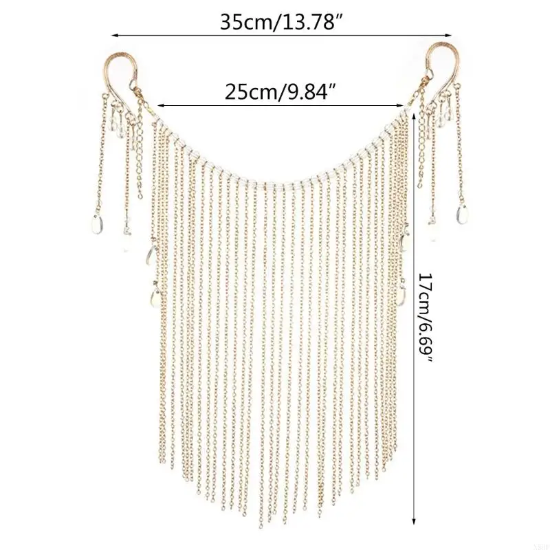 Fashion Tassel Veil Masquerade Mask Chain Dance Performance Accessories Hair Ornament Face Curtain for Woman Wedding