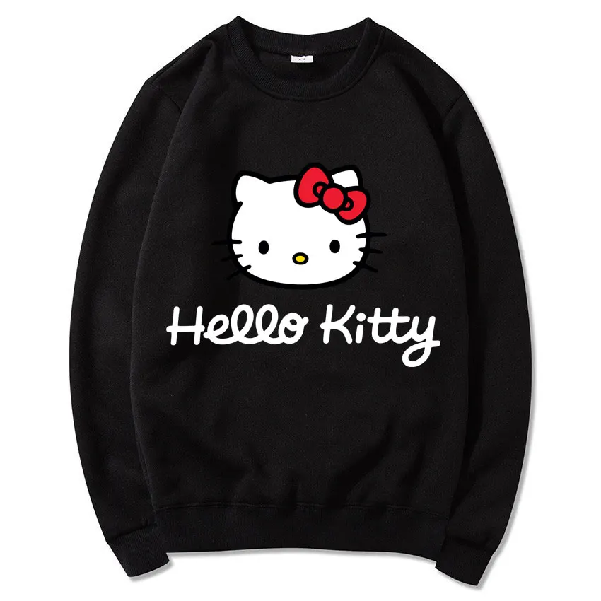 Sweat à capuche Hello Kitty Cartoon Anime pour hommes et femmes, pull à col rond, sweat-shirt de couple, vêtements de printemps et d'automne, nouvelle mode, 2024