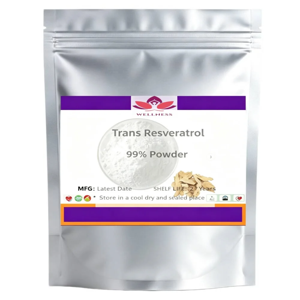 Best Micronized Trans ResveratrolNatural Antioxidant Whitening Raw Material,Reusable silver aluminum film bag sealed packaging
