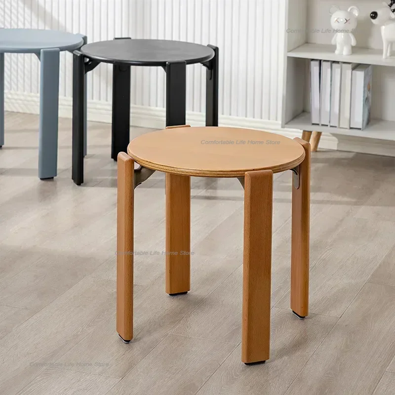 The Medieval Stools Nordic Japanese Style Dressing Dining Stool Ins Beech Stool Round Coffee Table Home Furniture