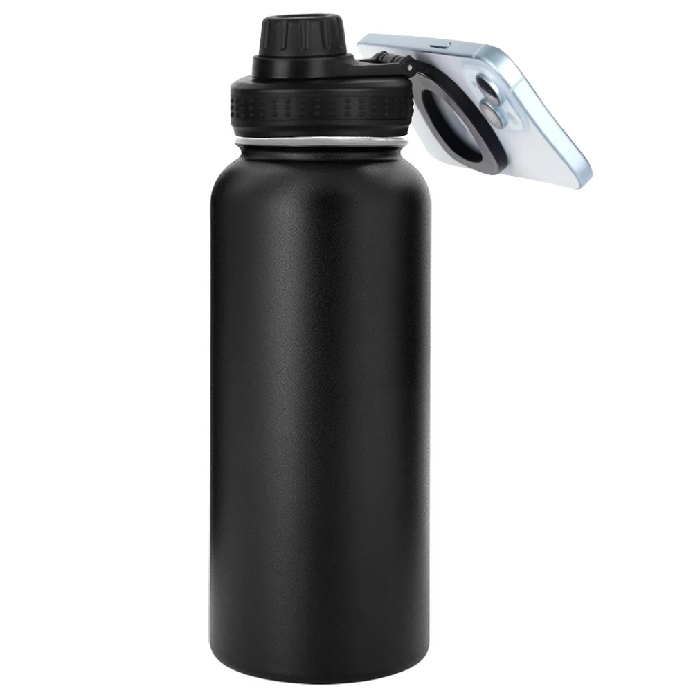 For MagSafe 1000ML Insulated Bottle Water Bottle with Rotating Phone Holder Thermal Water Cup Thermal Mug for Outdoor Sports