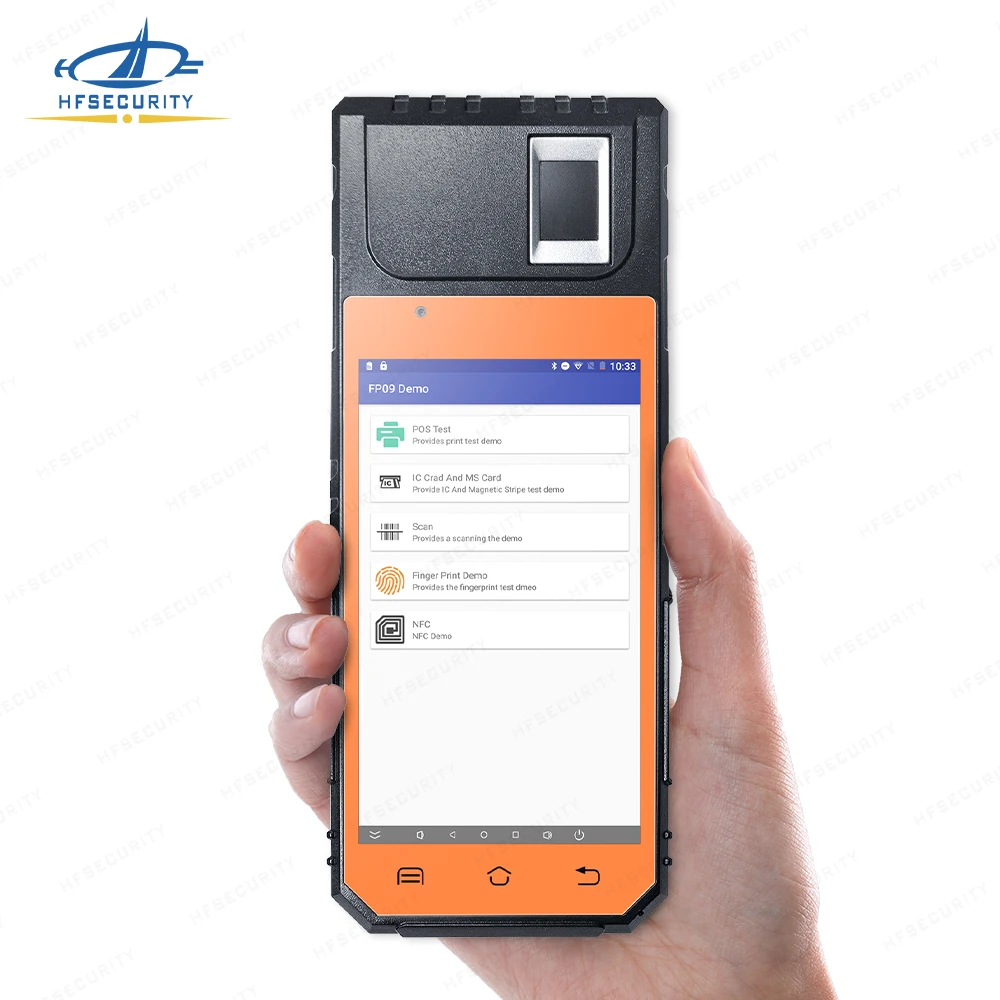 HFSecurity FP09 Built-in Battery Biometric Fingerprint Scan Tablet Android 4G QR PSAM Handheld Payment  Machine for Retail