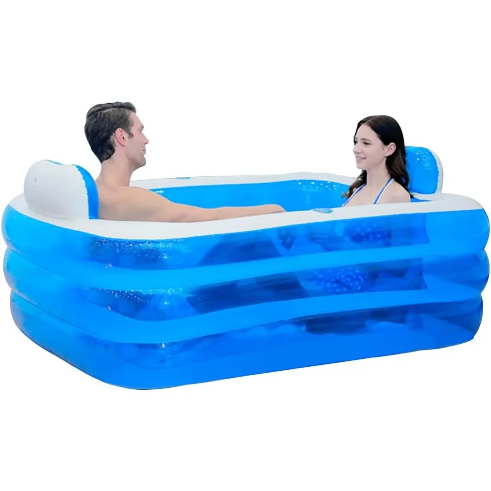 

Blue Color Inflatable Bathtub Plastic Portable Foldable Bathtub Soaking Bathtub Home SPA Bath