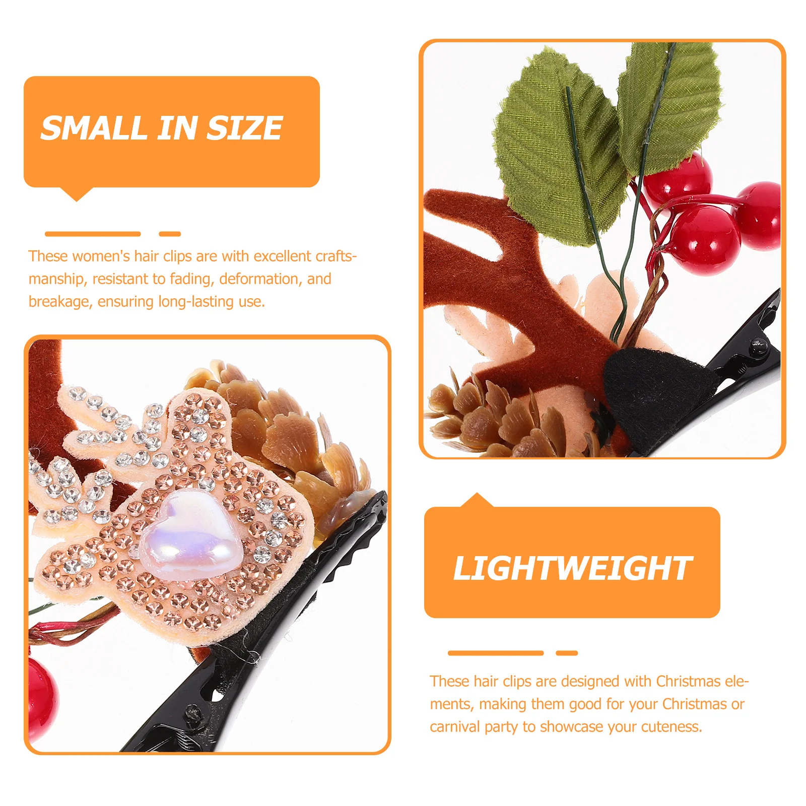 

2Pcs Christmas Antler Hair Clips Cute Xmas Hairpins Girls Small Accessories Resistant Fading Hair Clips Cute Hairpin