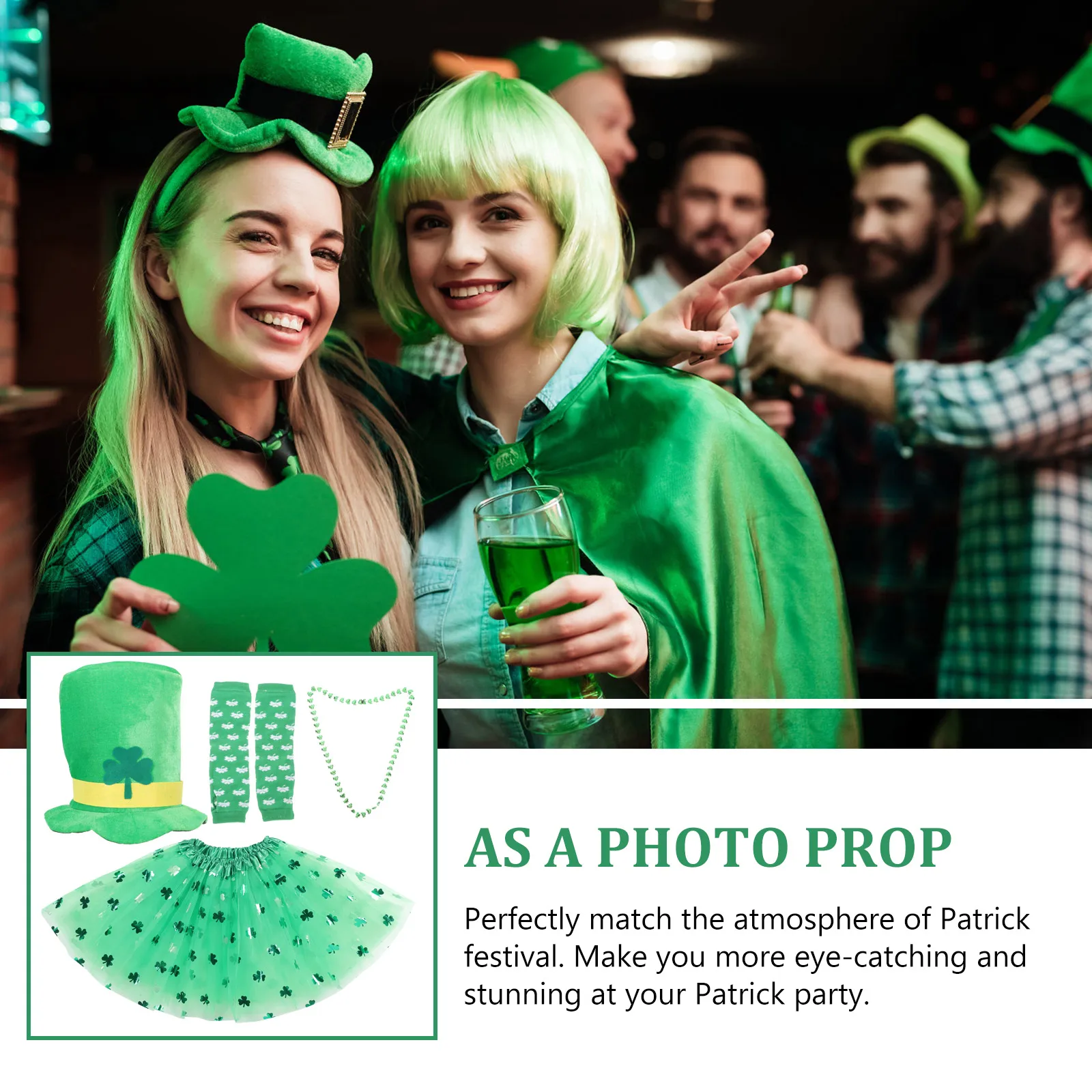 

Shamrock Costume Props St Patrick Party Supplies Decorations Bright Color Adorable Style Photo Accessories Universal Fitting