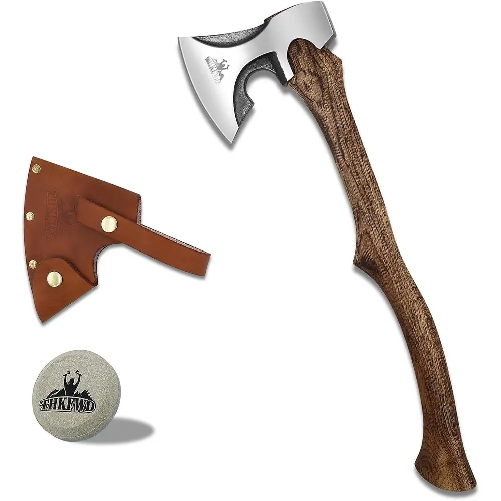 

Carbon Steel Camping Axe with Leather Sheath, 22.3 Wood Splitting Tool for Outdoor Survival