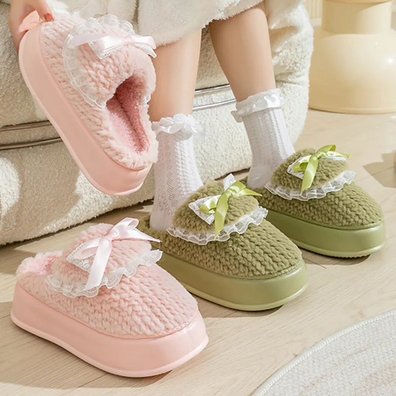 2024 nuove pantofole con zoccoli in pelliccia da donna inverno caldo diapositive robuste peluche antiscivolo pantofole da casa scarpe da camera da